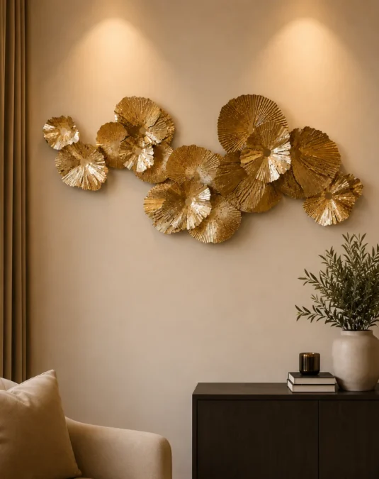 The Grand Ginkgo & Water Lily 3D Metal Wall Art (Gold)