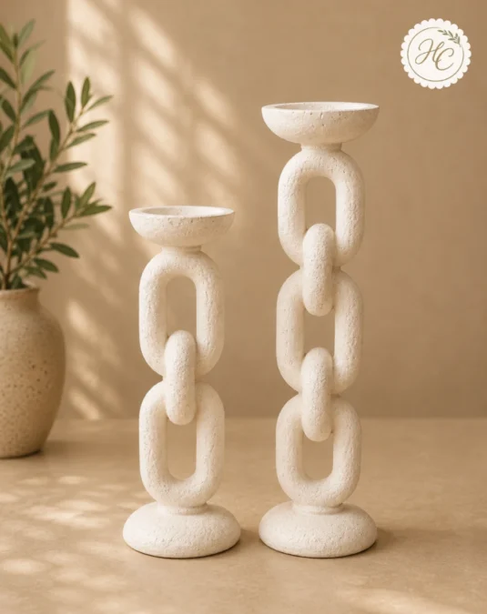 The Nexus Chain Resin Candle Holder Set
