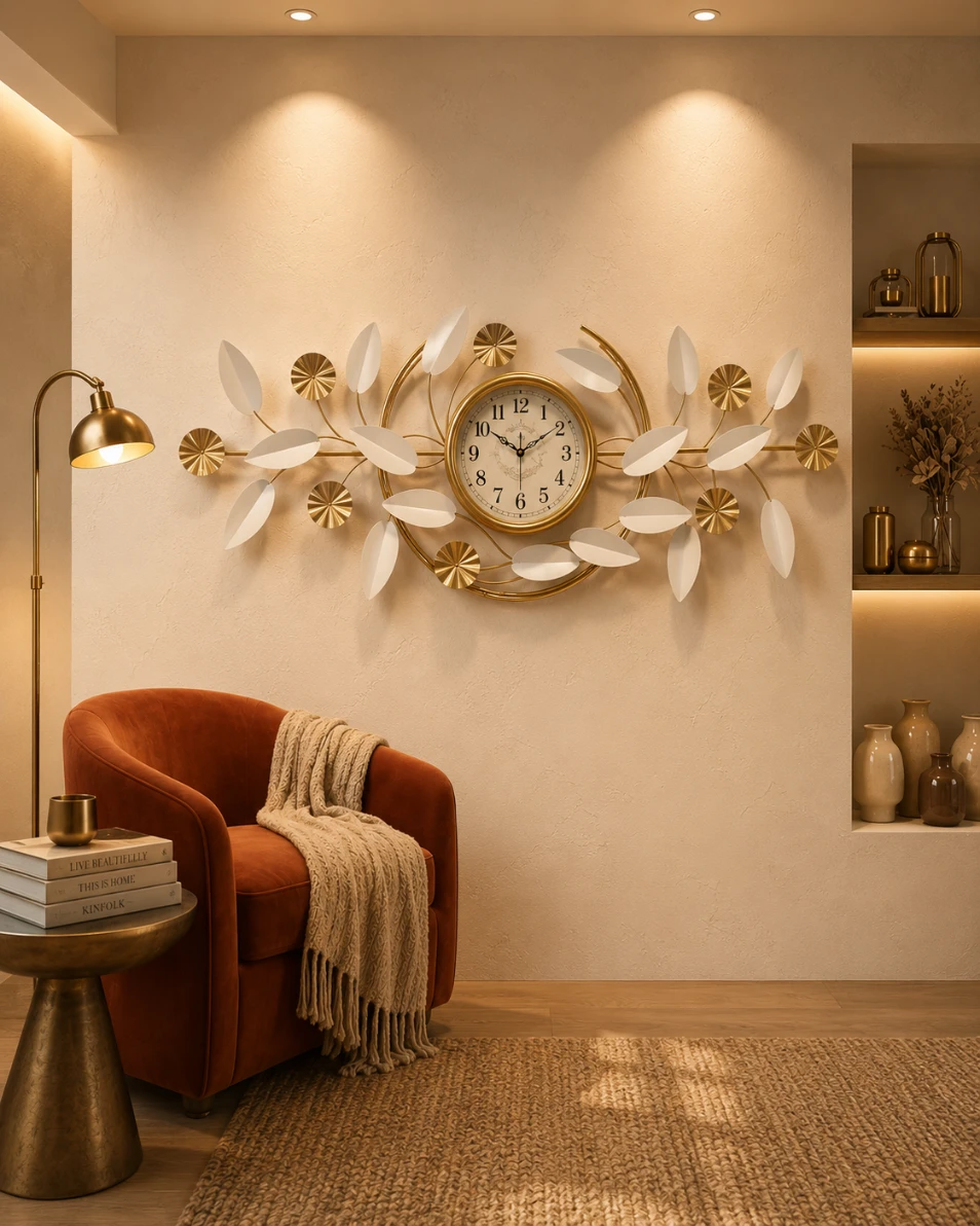 Botanical Horizon Leaf & Blossom Wall Clock
