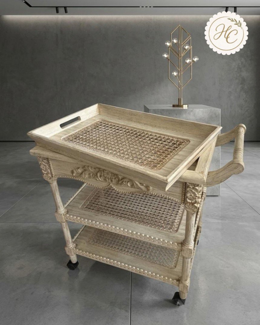 Hand Painted 3 Tier Tea Trolley