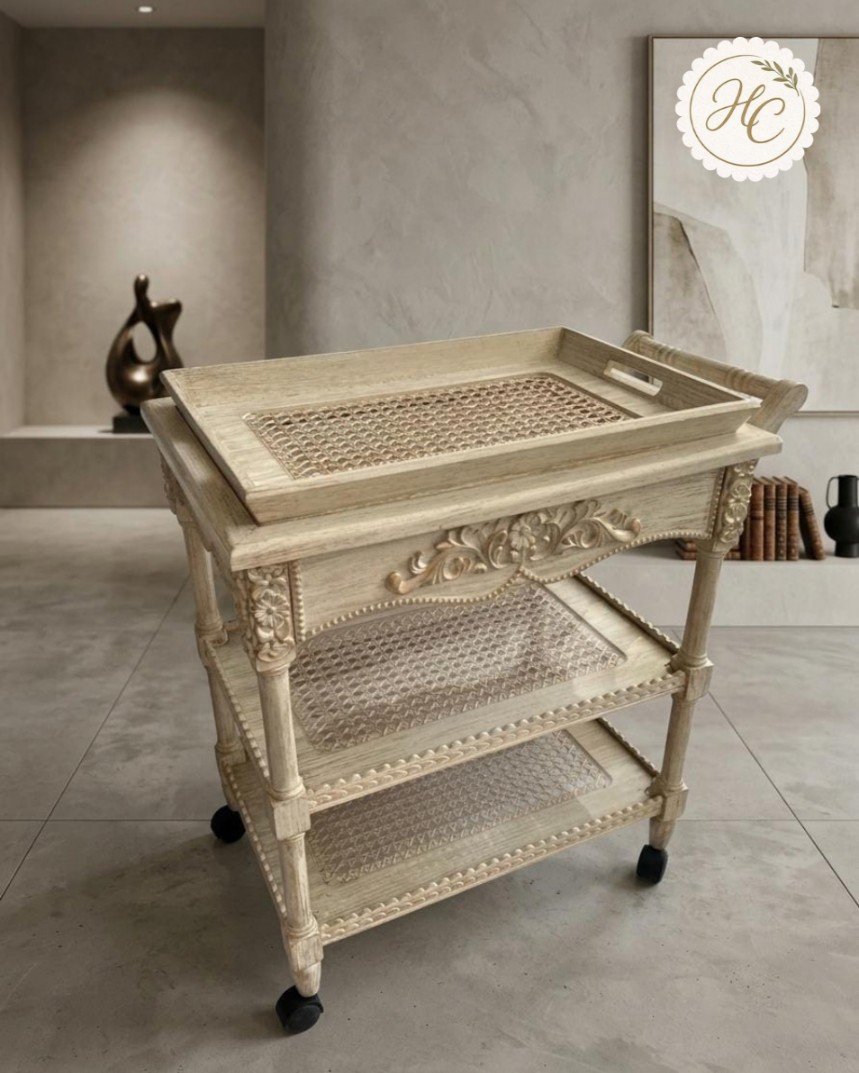 Hand Painted 3 Tier Tea Trolley