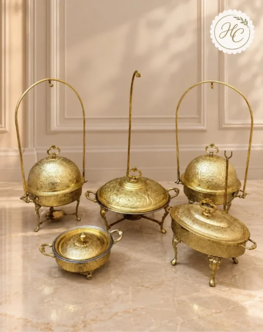 Handcrafted Brass Royal Serving Set – 5 Pieces