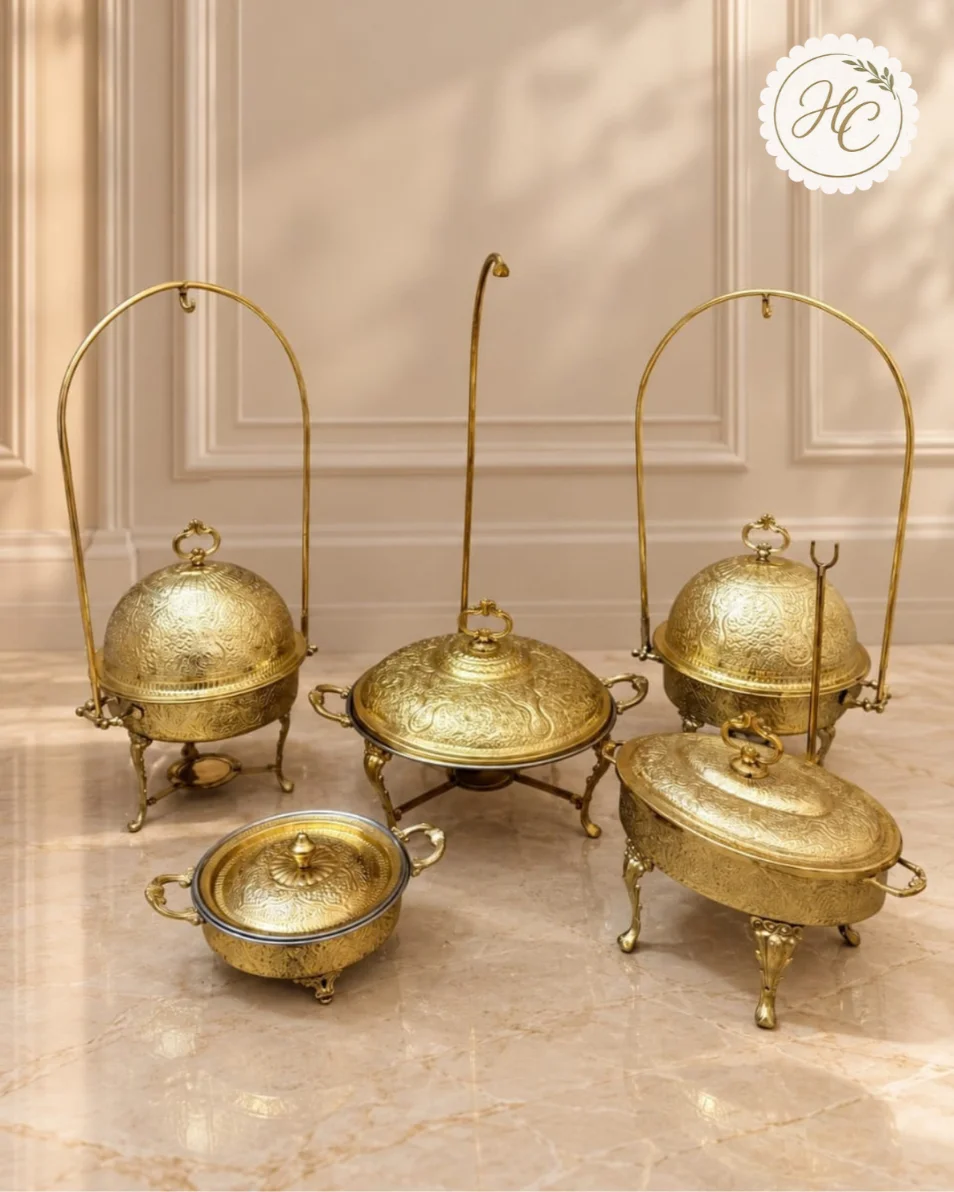 Handcrafted Brass Royal Serving Set – 5 Pieces