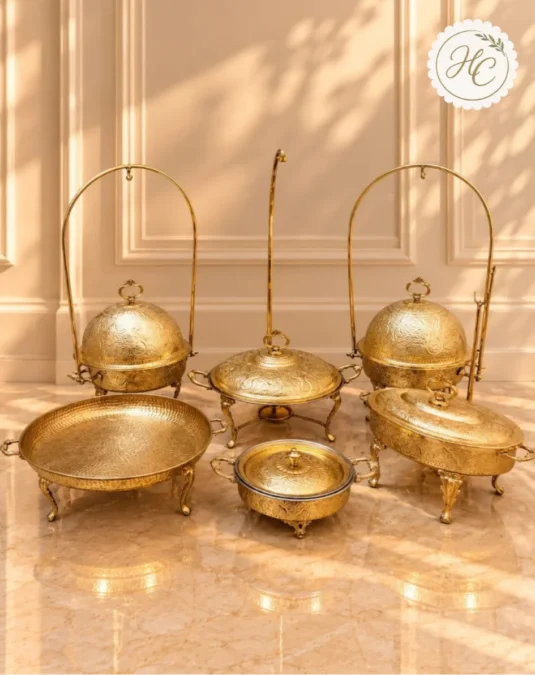 Handcrafted Brass Royal Serving Set – 6 Pieces