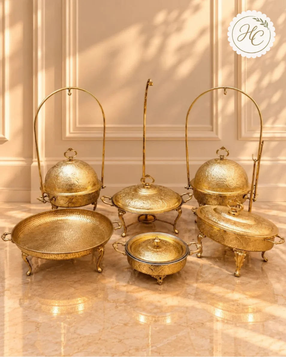 Handcrafted Brass Royal Serving Set – 6 Pieces