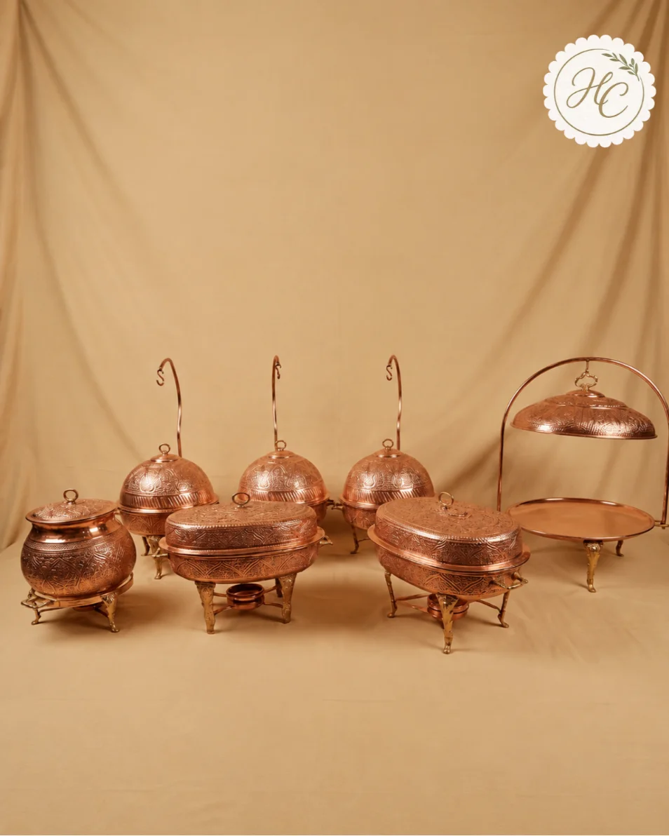 Handcrafted Copper Luxury Serving Set – 7 Pieces