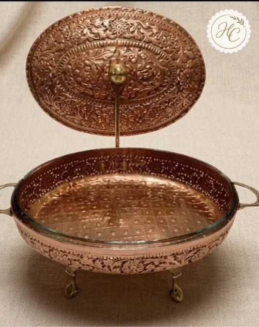 Oval Cutwork Copper Chafing Dish