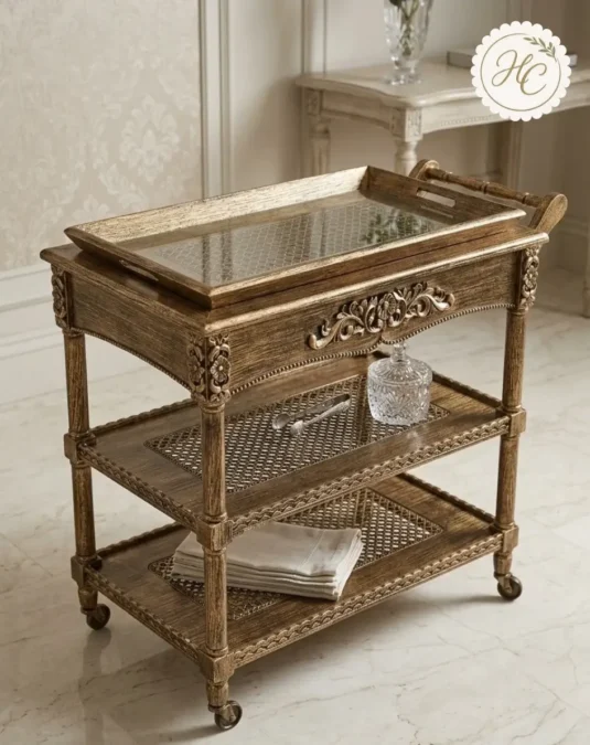 Hand Painted 3 Tier Trolley Tea Trolley